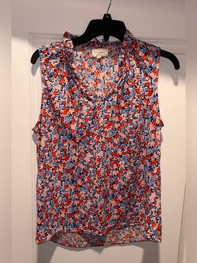 MELLODAY Sleeveless Floral Tie-Neck Camisole - Red & Blue